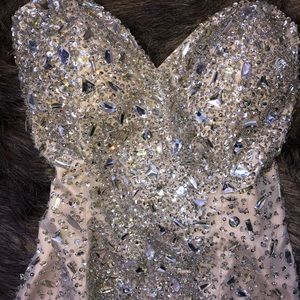 Terani Couture Nude Swarovski Prom Gown - Size 4